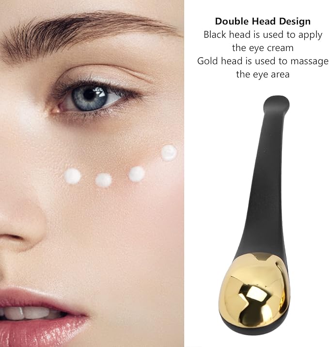ZJchao Eye Massage Stick, 2pcs Eye Cream Applicator Spatula Metal Face Massage Tool Stick Applicator Wand Sticks Eye Cream Massage Sticks Cosmetics Spoon Massager for Dark Circle Puffiness Reduction-VivaGrace Women