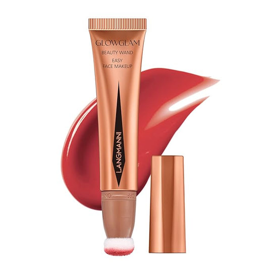 LANGMANNI Liquid Contour Beauty Wand, Face Concealer Contouring,Highlighter,Blusher Stick with Big Cushion Applicator.Cream Contour Stick For Finish Face Contour Makeup. (#04 Blush Pen)-VivaGrace Women