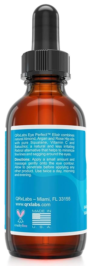 Eye Perfect Elixir - With Bakuchiol (Retinol Alternative), Pure Argan and Rosehip Oils, Squalane, Vitamin C & E - Best Anti-Aging Treatment Serum for Bags, Puffiness, Wrinkles, Crow Feet-VivaGrace Women