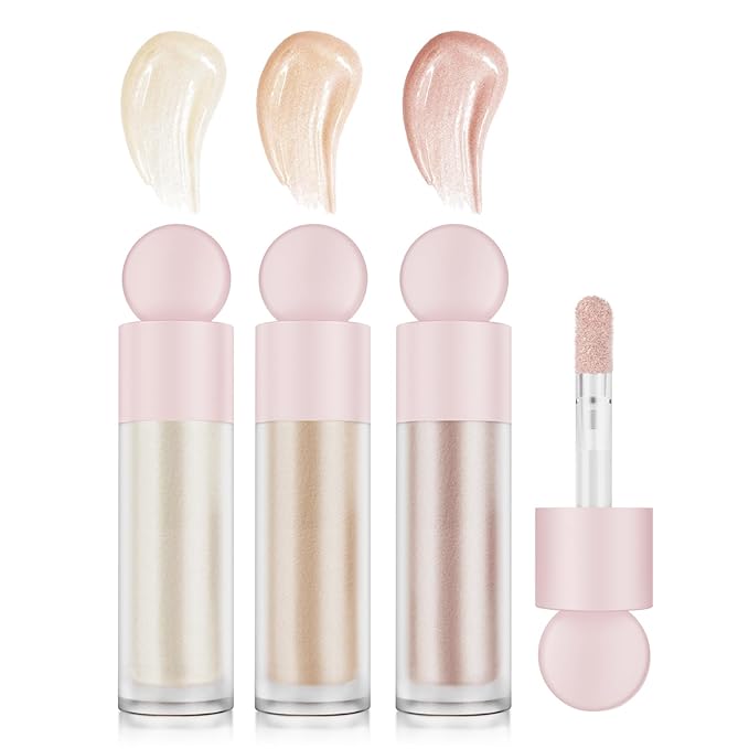 Liquid Highlighter Natural Glow For Face & Body, Waterproof Moisturizing Light Liquid Luminizer For Long Lasting Shimmer, Contour Highlighter Stick Easy to Apply with Cushion Applicator-VivaGrace Women
