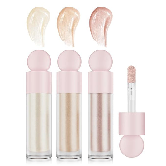 Liquid Highlighter Natural Glow For Face & Body, Waterproof Moisturizing Light Liquid Luminizer For Long Lasting Shimmer, Contour Highlighter Stick Easy to Apply with Cushion Applicator-VivaGrace Women