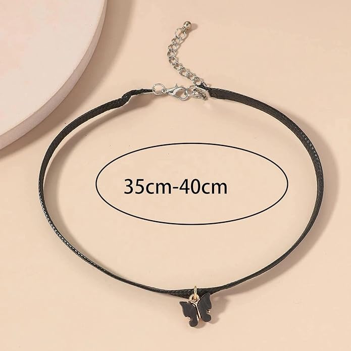 Vintage Black Choker Necklace Chain Goth Leather Choker Butterfly Pendant Necklace Velvet Choker Punk Necklace Rock Statement Butterfly Necklace Charm Jewelry Gift for Women and Girls-VivaGrace Women