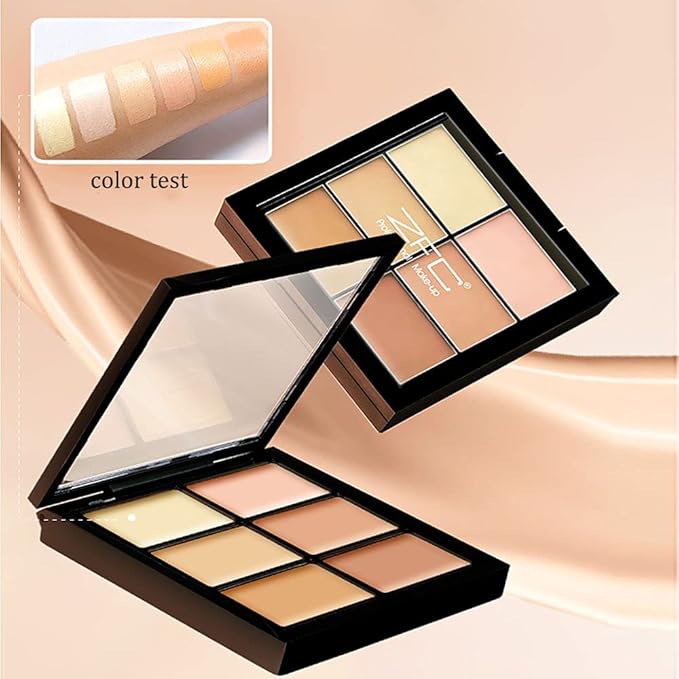 Concealer Palette 6 Shades Makeup Contour Palette Facial Camouflage Contour Full Coverage Foundation Cream Beauty Make up Concealer Kit (6 colors)-VivaGrace Women