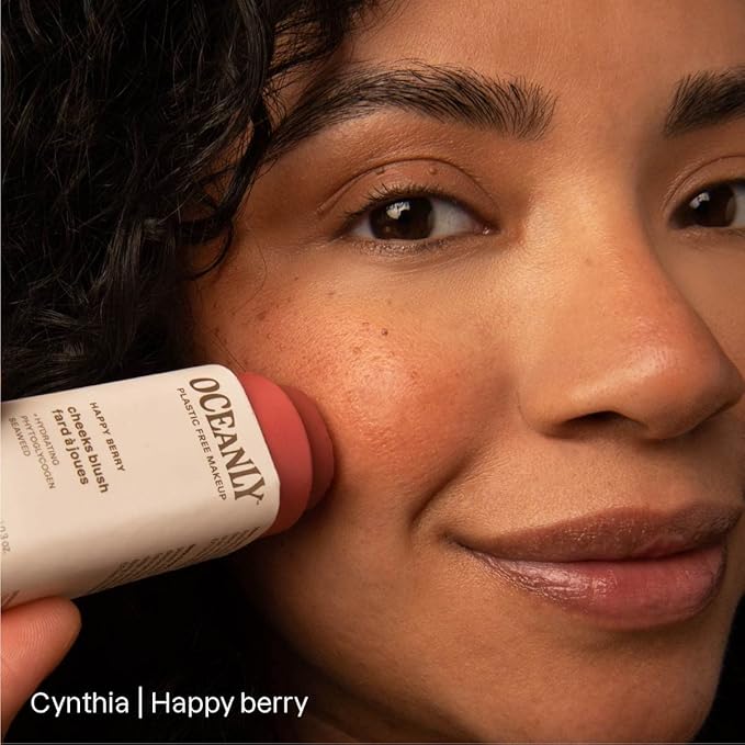 ATTITUDE Oceanly Lightweight Blush Stick, Titanium Dioxide-Free, EWG Verified, Plastic-Free, Vegan & Cruelty-free Makeup, Happy Berry, 0.3 Ounces-VivaGrace Women