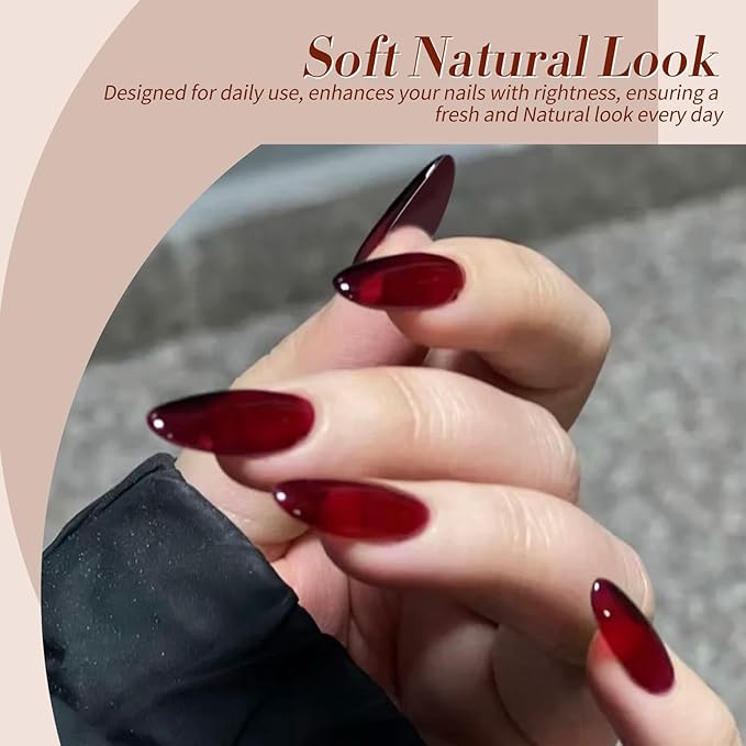 Born Pretty Jelly Gel Nail Polish Set Fall Winter Brown Blood Red Burgundy Black Gel Polish Sheer Milky Nude Transparent Halloween Gel Polish Set Nail Art Varnish Manicure Collection Gift 7ML 6PCS-VivaGrace Women