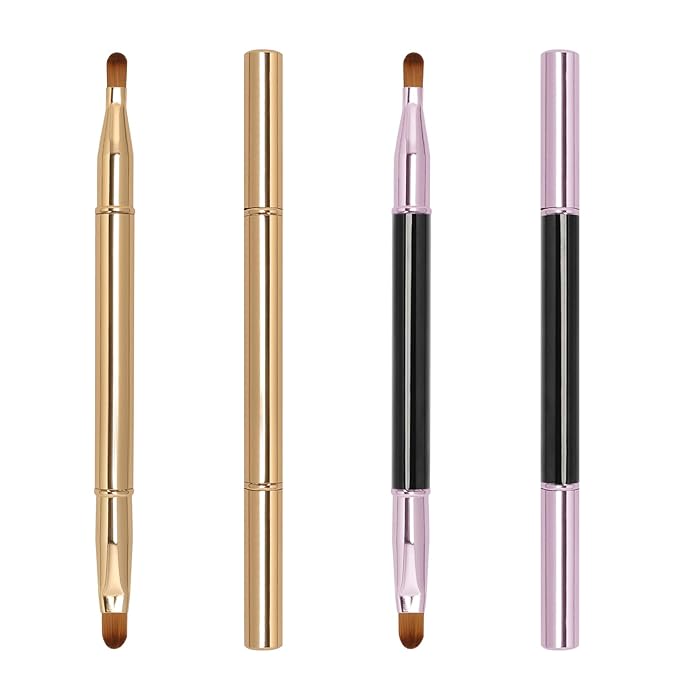 Unaone 2 Pack Lip Brush for Lipstick, Dual-Ended Lip Makeup Brush with Lid, Lipstick Brush for Lip Gloss-VivaGrace Women