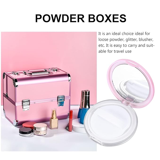 Powder Puff 2pcs Loose Powder Containers with Elasticated Net Sifter, Mirror and Puff 5g Loose Powder Compact Case Case for DIY Makeup and Travel () Cushion Foundation-VivaGrace Women