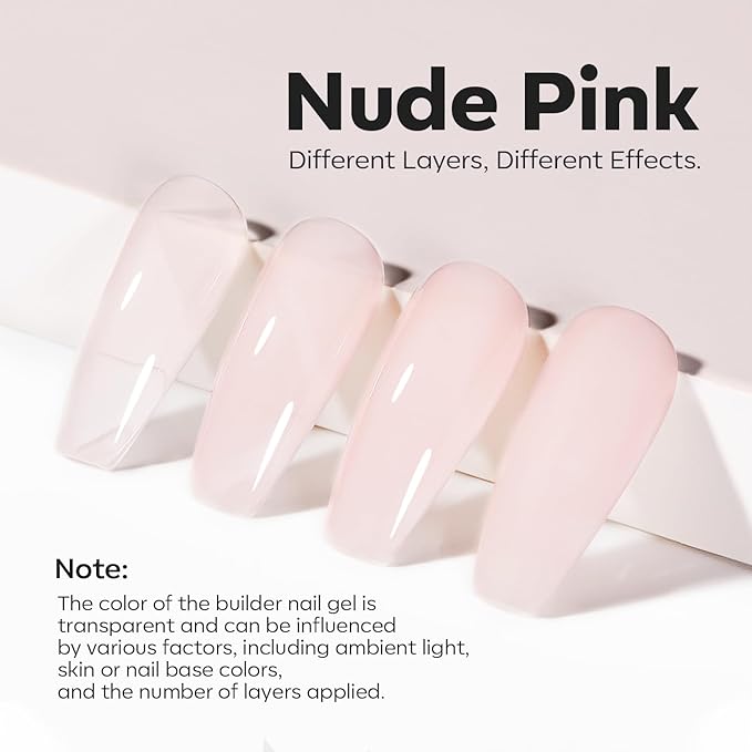 modelones Builder Nail Gel, 8-in-One Cover Nude Builder, LED Lamp Cured Thickening Apex Building Strengthener Extension Rubber Color Base Gel Polish Glue in a Bottle for Home DIY Salon Girls-VivaGrace Women