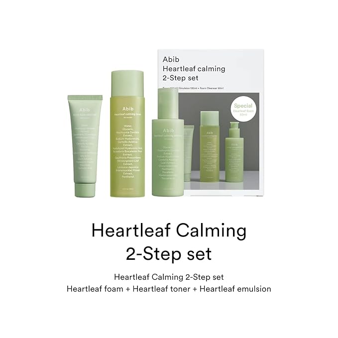 Abib Calming 2 Step Set with Cleanser I Heartleaf Calming Trio, All in One, Soothing Acne, Pimple, Mild Acidic for Senstive Skin, Irritated Skin-VivaGrace Women
