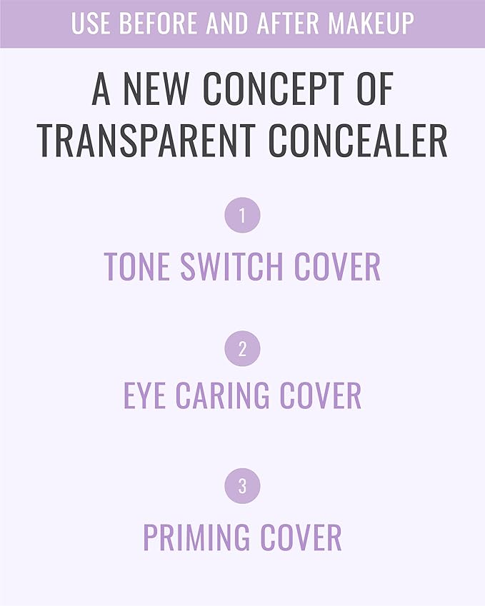 VDL Expert Color Under-Eye Primer (Purple, 0.19 oz) - Color-Correcting Concealer for Dark Circles, Uneven Skin Tone. Hydrating, Smooth. Korean Makeup.-VivaGrace Women