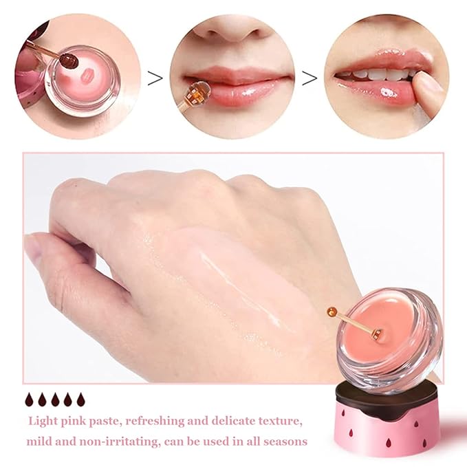 Honey Lip Balm Pot, Propolis Lip Mask, Strawberry Hydrating Propolis Lip Sleeping Mask, Prevent Dry&Cracked, Lip Repair Nourishes the Lip Skin (2pcs Strawberry)-VivaGrace Women