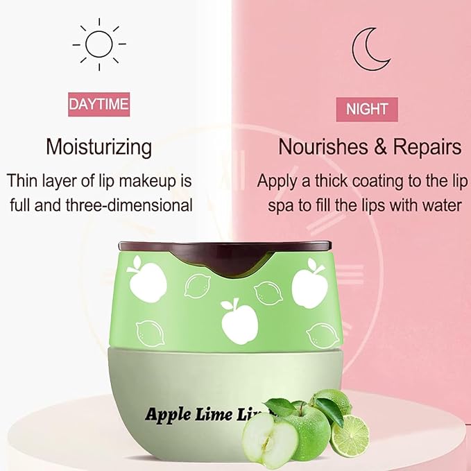 Bee Lip Balm Honey Pot, Lime Lip Mask,Lip Balm Moisturizing Lip Sleep Mask with Stick Hydrating & Prevention Dry and Cracked (Lime)-VivaGrace Women