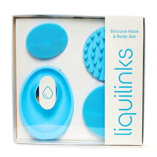 Skincare Essentials Kit - 4 Piece Bundle Pack - Face and Body Silicone Spa Accessory - Essential Beauty Set for Teen Girls Sky Blue-VivaGrace Women