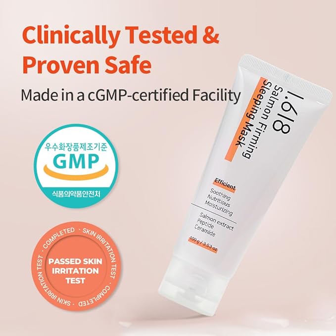 1.618 Salmon Firming Sleeping Mask with Ceramides & Hyaluronic Acid – Hydrating, Soothing, Anti-Wrinkle Overnight Face Mask for Dry & Sensitive Skin | Fragrance-Free | K-Beauty | 3.53oz-VivaGrace Women