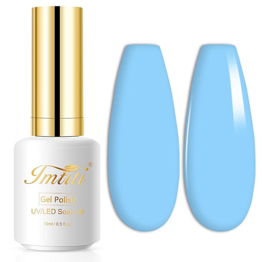 Imtiti Blue Gel Nail Polish, Bright Blue Color Gel Polish for Manicure Salon or DIY Nail Art at Home, 0.5 Fl Oz