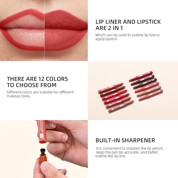 ibcccndc 6PCS Lip Liner and Lipstick Set - High Pigmented Creamy Matte Lip Liner Pencil Set for Girls and Women, Lip Makeup Gift Sets - Waterproof Formula (B)-VivaGrace Women