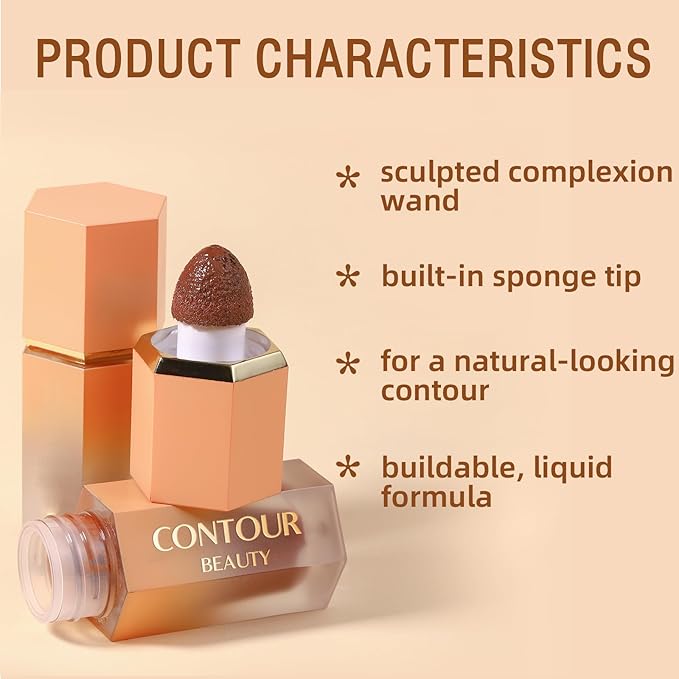 Liquid Contour Stick, Soft Cream Contour Makeup, Liquid Bronzer Face Concealer Matte Contouring with Cushion Applicator, Long Lasting Silky Face Contour Cream Bronzer Contouring Makeup (103)-VivaGrace Women