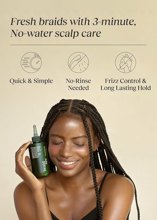 Braid Rev Scalp Cleansing Toner for Braiding Hair, Apple Cider Vinegar Scalp Treatment Exfoliator, No-Rinse, Scalp Treatment for Dry & Itchy, Moisturizing Braid, Detoxify, 6.76 Fl Oz-VivaGrace Women