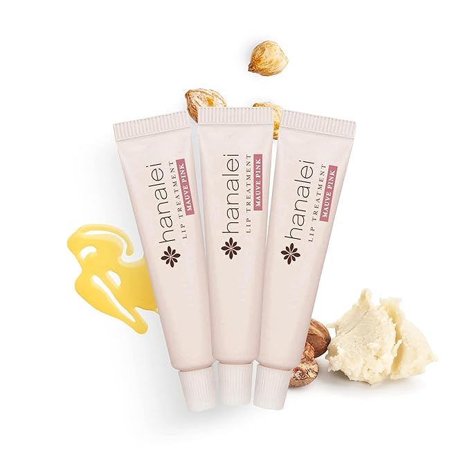 Hanalei Hydrating Lip Treatment Balm – Cruelty-Free, Paraben-Free Moisturizer for Severely Dry, Chapped Lips – Kukui Oil, Shea Butter & Grapeseed Oil –Mauve Pink Tint, Travel-Size 3-Pack (5g X 3)-VivaGrace Women