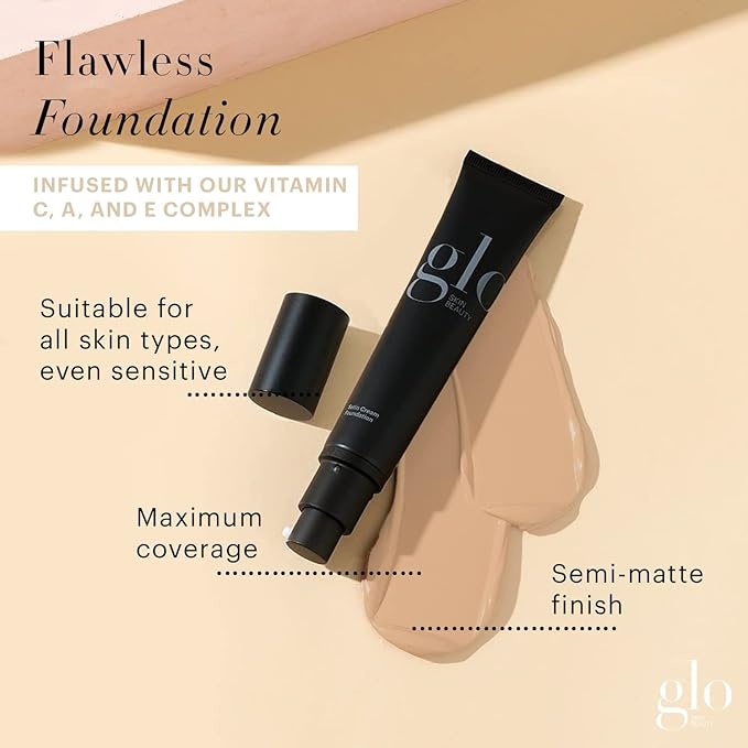 Glo Skin Beauty Satin Cream Foundation Makeup for Face, Honey Light - Full Coverage, Semi Matte Finish, Conceal Blemishes & Even Skin Tone-VivaGrace Women