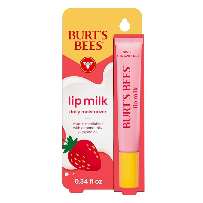 Burt’s Bees Lip Milk, Daily Lip Moisturizer, Sweet Strawberry, Vitamin Enriched Moisturizing Lip Balm with Almond Milk and Jojoba Oil, Hydrating for Softer Lips, 1 Tube, 0.34 Fl Oz-VivaGrace Women