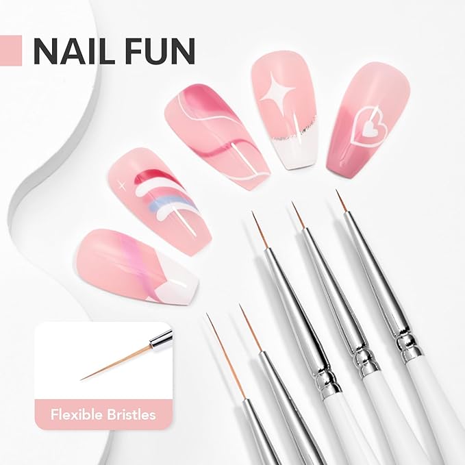 GAOY 5 Pcs Nail Art Liner Brushes, Thin French Liner, Nail Design Tools for Nail Detail Painting, for Nail DIY-VivaGrace Women