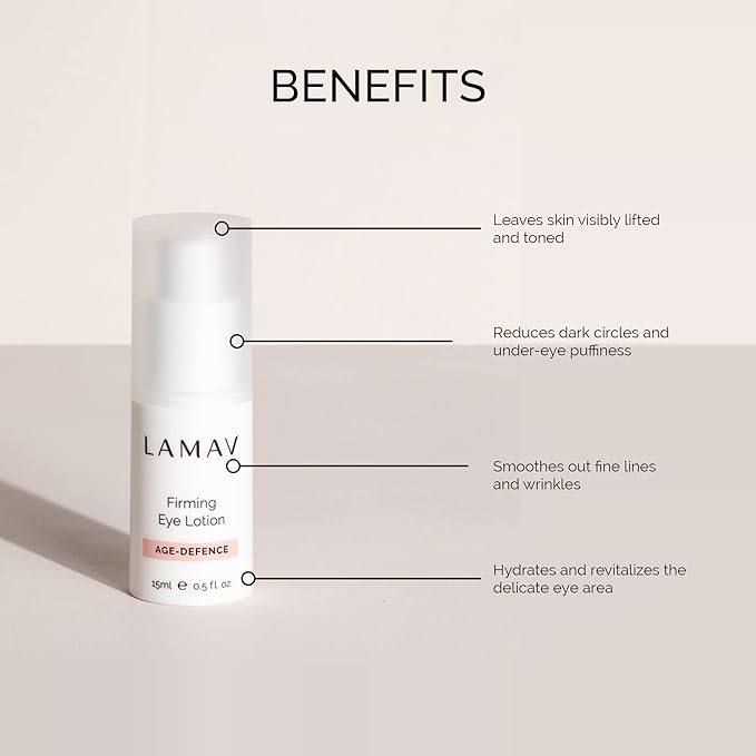 LAMAV Firming Eye Lotion - 7 Potent Actives, Anti-wrinkle Properties, Increases Skin Firmness, Anti-Aging Eye Cream, Cruelty-Free, Reduces Dark Circles-VivaGrace Women