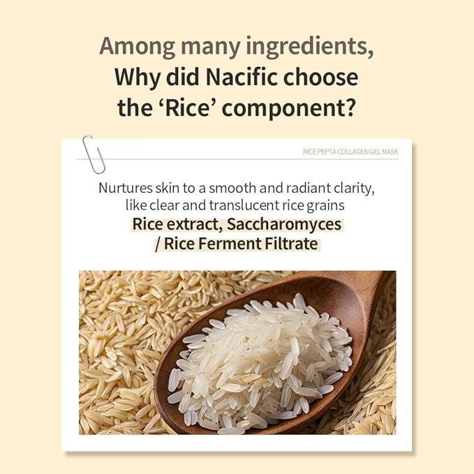 NACIFIC Rice Pepta Collagen Gel Facial Mask (Rice Peptide) 4EA Set | Overnight Hydrogel Care for All Skin Types, Hydrating, Firming, Elasticity, Pore Minimizing, Glass Glow Skin | Korean Beauty