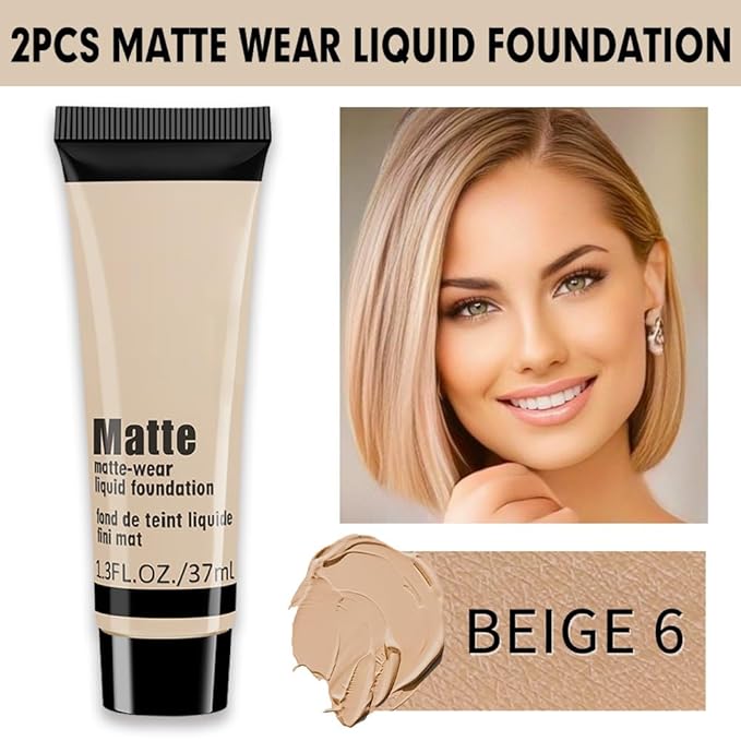 1 Pack Liquid Foundation Cream for Face Makeup,Durable Full Coverage Matte Concealer Make Up,Oil Control & Waterproof Base Primer -1 Fl.Oz-BEIGE 4#-VivaGrace Women