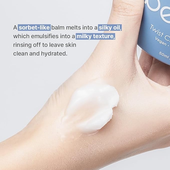 Bebare Twist Cleansing Balm with Hygienic Twist Dispenser: Cleanser for Heavy Makeup Removal, Hydrating Facial Wash for All Skin Types. Korean Vegan Skincare with Natural Oils, 1.69 Fl Oz