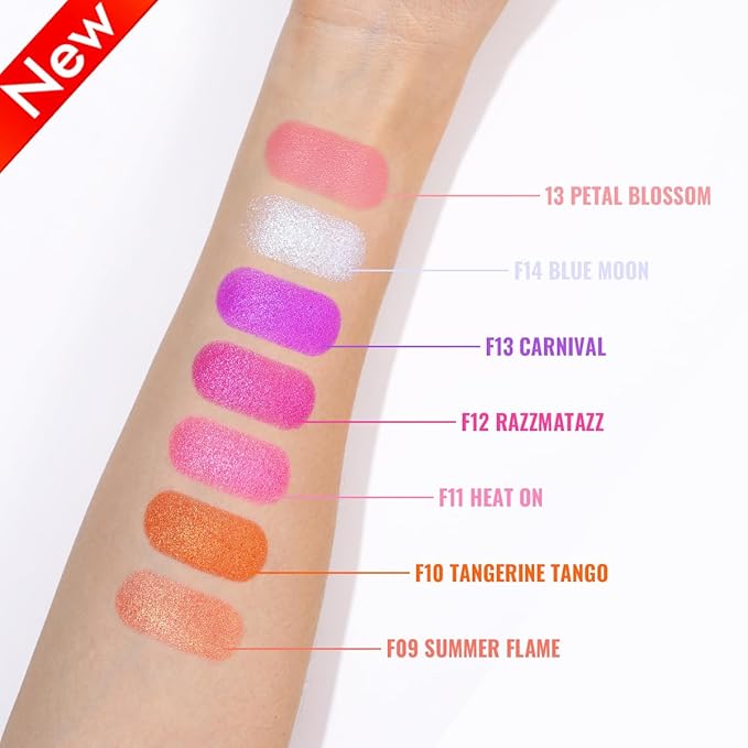 Oulac Luminisers Blush Face & Eyeshadow 2 in 1 Glow,Brighten Skin As Highlighter Makeup, Shimmer Blusher,Buildable and Vegan Cosmetics,4.8g F14 Blue Moon-VivaGrace Women