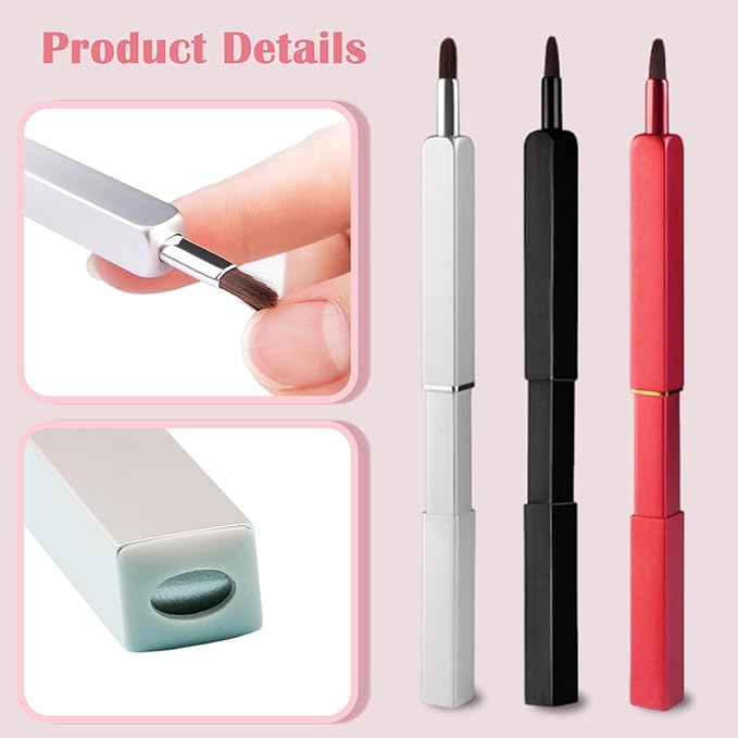 Lip Applicator Brush - 3 Pack Exquisite Professional Dustproof Retractable Lip Brush - Makeup Lipstick Lip Gloss Applicators (Black, Silver and Jewelry Red)-VivaGrace Women