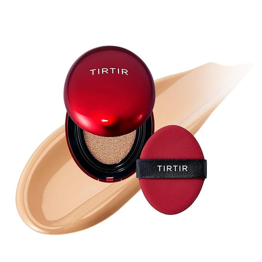 [*Mini Size*] TIRTIR Mask Fit Red Cushion Foundation | Full coverage, Weightless, Skin fit, Satin Glow Finish, Korean Makeup, beauty, Tattoo cover up, Buildable (#27C Cool Beige, 0.15 Fl Oz)-VivaGrace Women