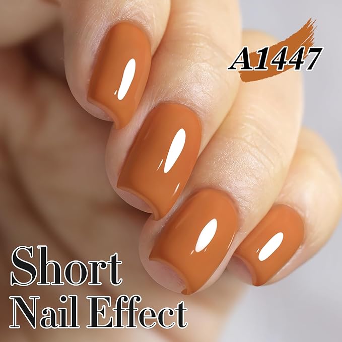 Double Rhythm Translucent Gel Polish Sheer Neutral Natural Light Milky Same Color Same Bottle 15ML Jelly UV Nail Polish Nail Art DIY at Home (Brown Orange-A1447)-VivaGrace Women