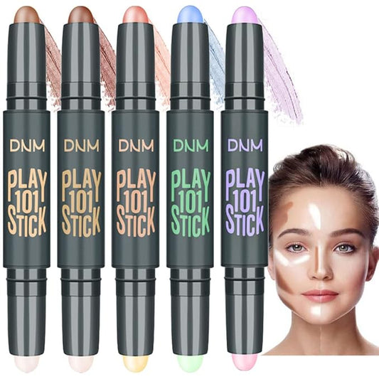 evpct 5Pcs 2In1 Face Cream Makeup Highlighter Highlight Contouring Concealer Contour Sticks Kit Bronzer Highlighter Makeup Stick and Contour Palette Illuminator Highly Piamented Long Lasting Brighten-VivaGrace Women