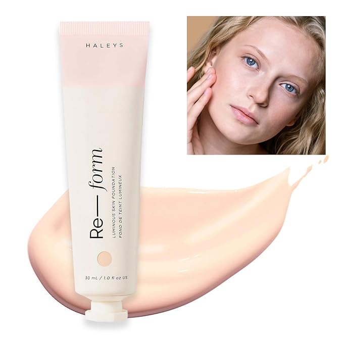 HALEYS Re-form Luminous Skin Foundation, VEGAN + CRUELTY-FREE, Blurs, Conceals, Blendable, Buildable Med-to-Full Coverage, Weightless, Oil-free, All-Day Wear, Hyaluronic Acid, All skin types (1.75)-VivaGrace Women