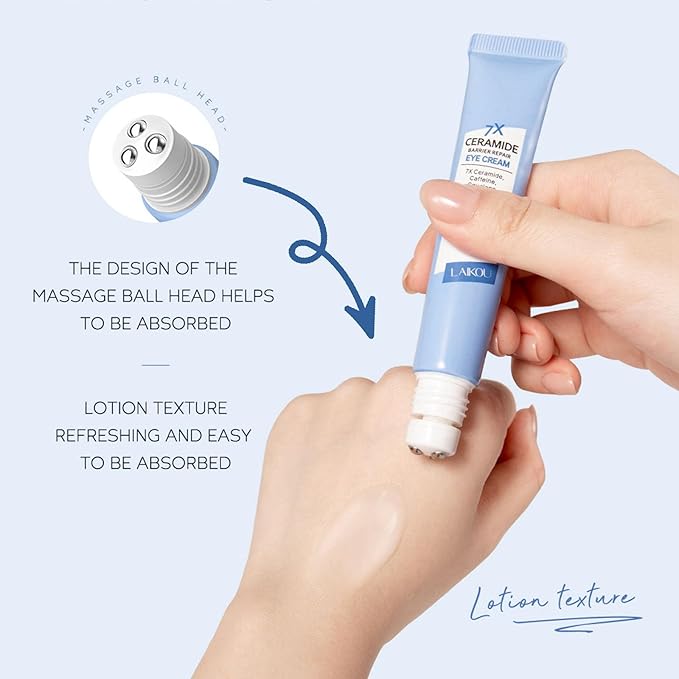 Ceramide Under Eye Cream, Hydrating Eye Cream, Eye Wrinkle Cream With Massage Head, Eye Cream Anti Aging, Dark Circle Eye Cream For Women & Men, eye moisturizer For All Skin Type-VivaGrace Women