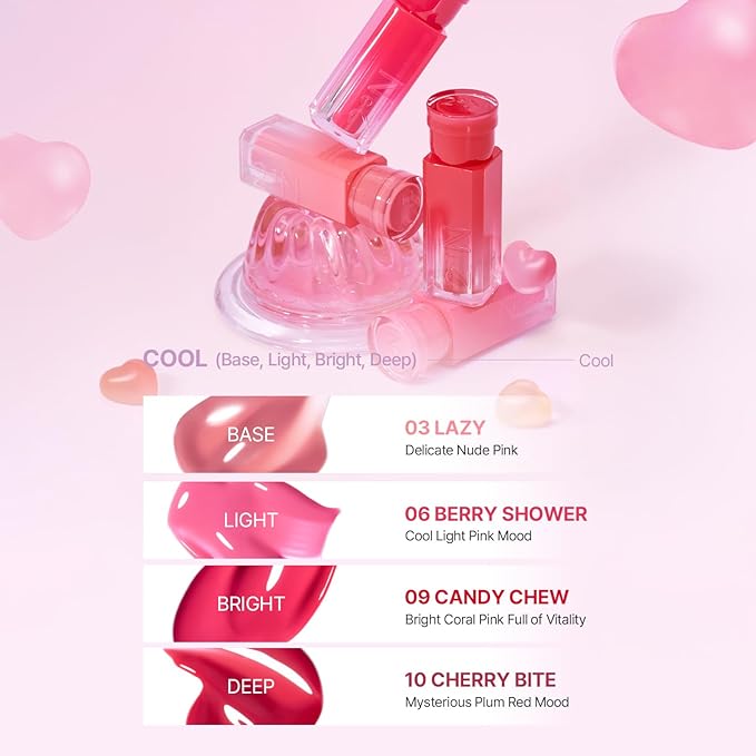 2aN Glaze Bouncing Tint – Lightweight, Moisturizing Lip Tint with High-Shine Finish, Smooth, Light Plumping, Comfortable Wear, Korean Makeup (Cherry Bite, 0.16 oz)-VivaGrace Women