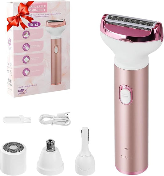 Women Face Epilator, 4-in-1 Body Shaver and Facial Epilator, Hair Removal for Faces, Rechargeable Electric Facial Hair Removal Devices for Face, Armpits, Eyebrows, Nose-VivaGrace Women