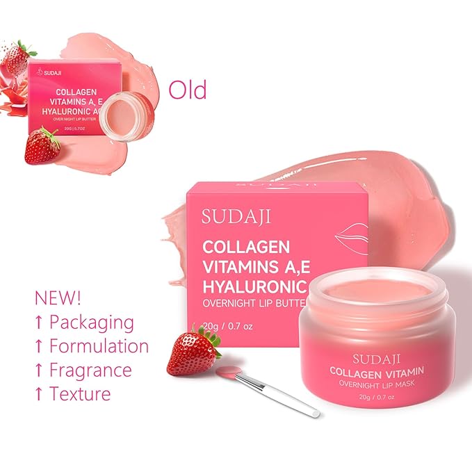 Lip Mask, Collagen Hydrating Lip Balm, Overnight Moisture Lip Butter with Hyaluronic Acid & Aloe Vera, Sleeping Nourishing Lip Butter Balm-VivaGrace Women