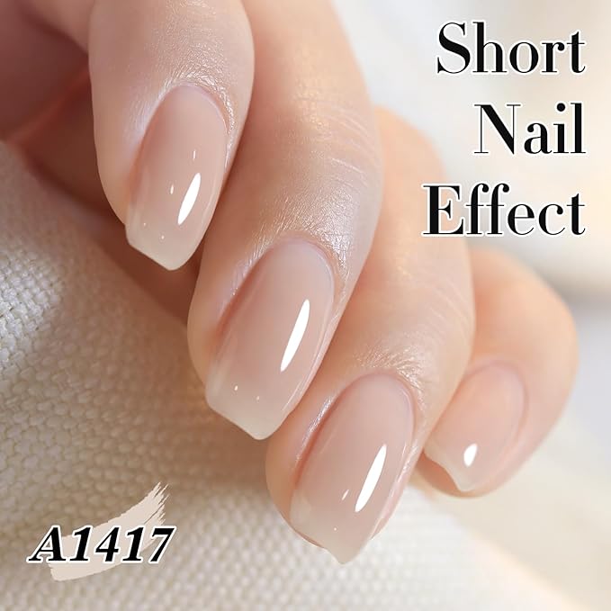 Double Rhythm 0.5Oz Translucent Gel Polish Sheer Neutral Natural Light Milky Same Color Same Bottle 15ML Jelly Gel Polish Art DIY at Home (Nude Beige-A1417)-VivaGrace Women