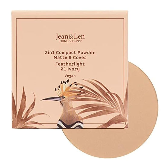 Pure 2in1 Compact Powder Feather Light 01 Ivory by Jean&Len, for a flawless transition and natural look, lasts 24 hours, with organic ingredients, vegan-VivaGrace Women