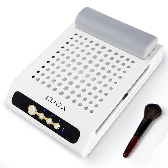 L'UGX Rechargeable Nail Dust Collector with 2 Reusable Filters, Professional 70W Nail Extractor Vacuum Acrylic Nail Dust Cleaner, Perfect for Home Salon Use, Low Noise-VivaGrace Women