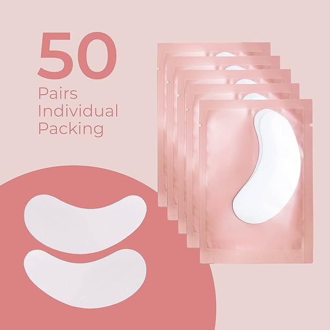 50 Pairs Under Eye Pads, Hydrogel Eye Patches for Eyelash Extension, Lash Gel Pad, Eyelash Extension Gel Patches, DIY False Eyelash Makeup Eye Gel Pad, Fit Most Eye Shape Stick Well-VivaGrace Women