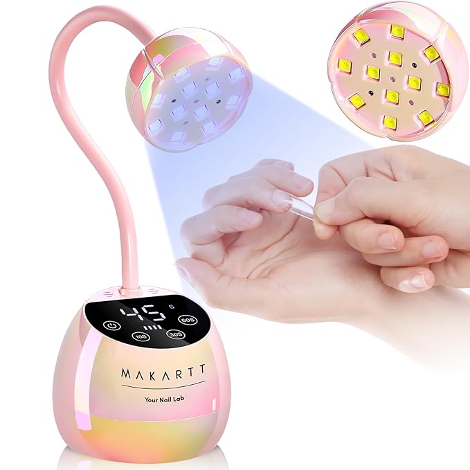 Makartt UV LED Nail Lamp - Gooseneck UV Light for Nails Cordless Rechargeable USB 39W Dryer LED Lamp with Auto Sensor 4 Timer Settings Fast Curing for Nail Art Polish (Glazed Pink)-VivaGrace Women