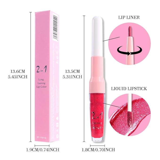 evpct Crushed Ruby Red Metallic Glitter Lip Liner and Lipstick Combo Lip Gloss Stain Set Makeup for Women Long Lasting Waterproof 24, Red Frosted Metallic Shimmer Glossy iridescent Liquid Lipstick 18-VivaGrace Women