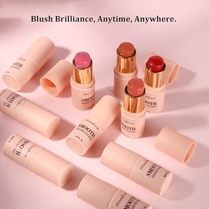 Blush for Cheeks - Buildable Cream Blush, 3-in-1 Blush Stick Makeup for Cheek Lip Eyeshadow Contour, Tint Blush Blam for Mature Skin Women Girl Make Up Gift (Tangy Citrus #5)-VivaGrace Women