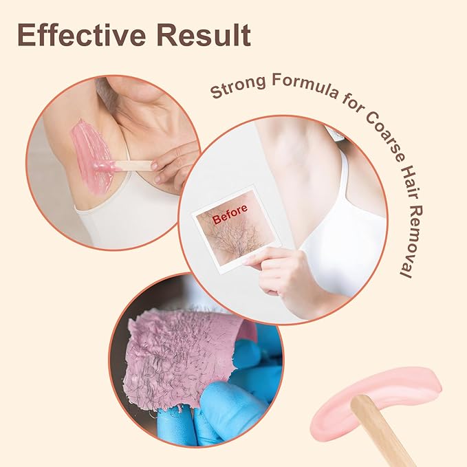 Hard Wax Beads for Hair Removal, Yovanpur 10.5oz Wax Beans for Sensitive Skin and Brazilian Waxing with 10pcs Wax Sticks (Cherry-Blossom)-VivaGrace Women