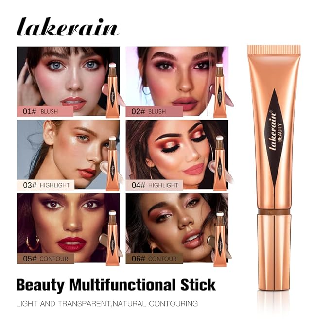 3 Pcs YU KUI LX Liquid Beauty Stick, Highlighter Makeup, Blush Stick, Liquid Highlighter, Contour StickMultifunctional Beauty Stick，Beauty Cream With Cushion Applicator (02#+04#+06#)-VivaGrace Women