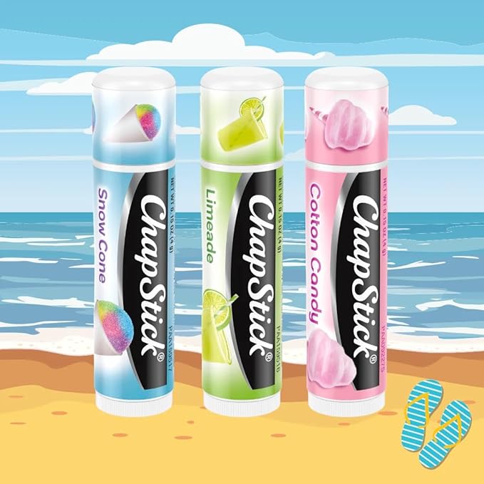 ChapStick Lip Balm, Vacation Getaway Collection (Snow Cone, Limeade, and Cotton Candy) + 2 Cotton Candy, 0.15 Oz Ea (5 Piece Set)-VivaGrace Women